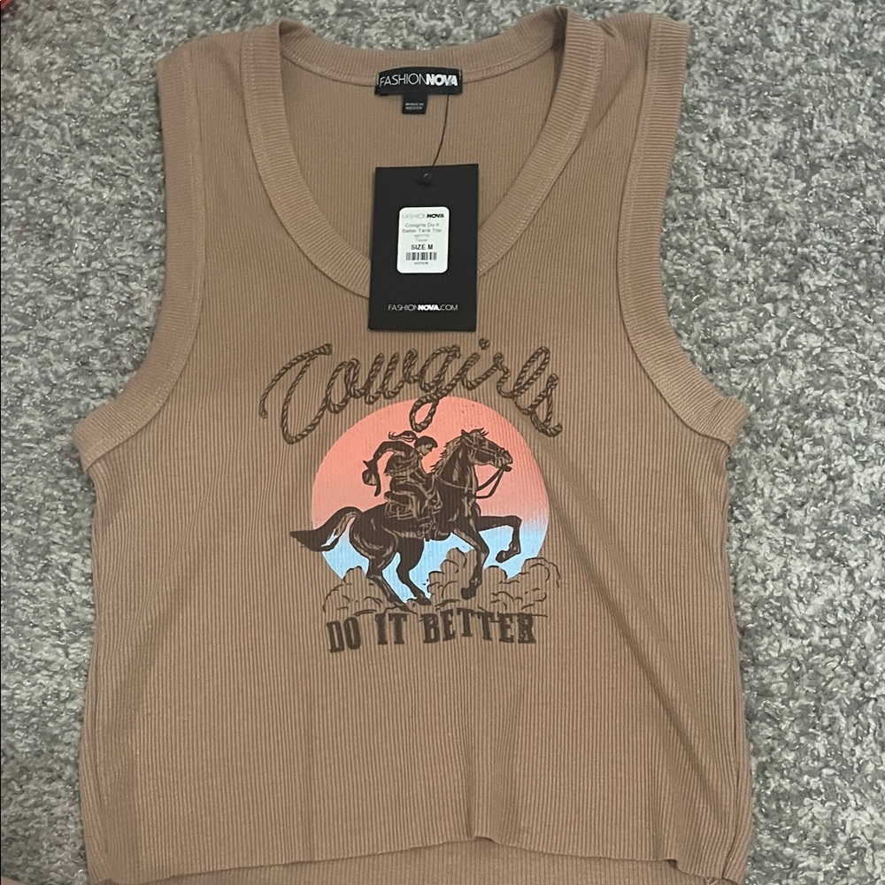 Fashion Nova Brown Cowgirl Tank Top